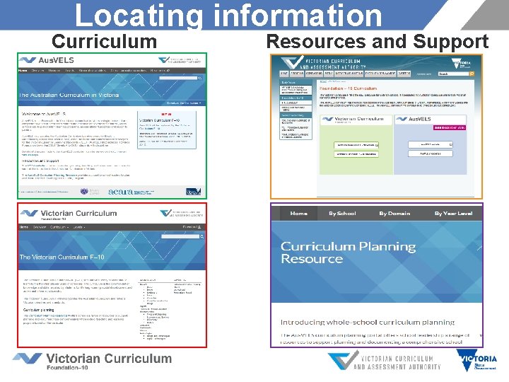 Locating information Curriculum Resources and Support 