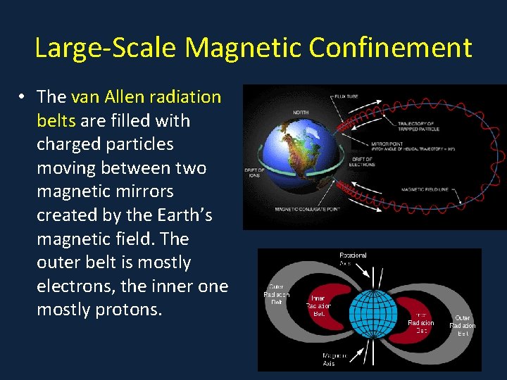 Large-Scale Magnetic Confinement • The van Allen radiation belts are filled with charged particles