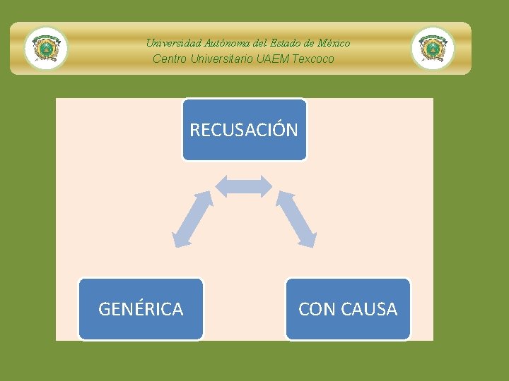 Universidad Autónoma del Estado de México Centro Universitario UAEM Texcoco RECUSACIÓN GENÉRICA CON CAUSA