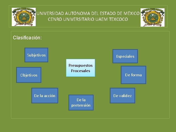 UNIVERSIDAD AUTÓNOMA DEL ESTADO DE MÉXICO CENRO UNIVERSITARIO UAEM TEXCOCO Clasificación: Subjetivos Objetivos De