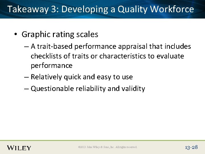 Place Slide 3: Title Text Herea Quality Workforce Takeaway Developing • Graphic rating scales