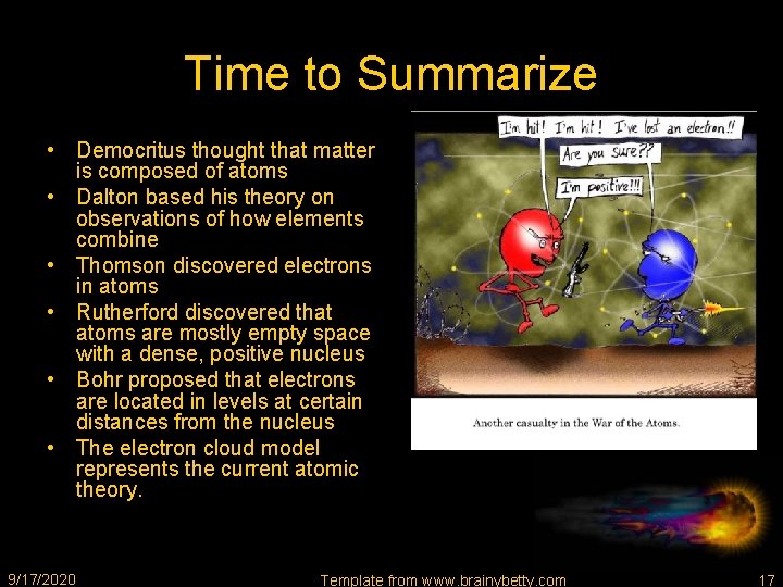 Time to Summarize • Democritus thought that matter is composed of atoms • Dalton
