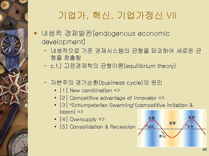 기업가, 혁신, 기업가정신 VII w 내생적 경제발전(endogenous economic development) – 내생적으로 기존 경제시스템의 균형을