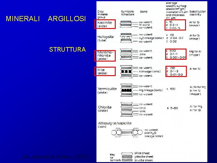 MINERALI ARGILLOSI: STRUTTURA [da Attewell & Farmer, 1976] 