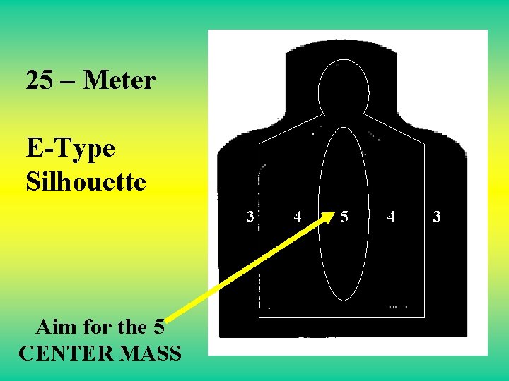 25 – Meter E-Type Silhouette 3 Aim for the 5 CENTER MASS 4 5