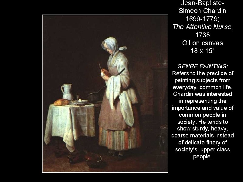 Jean-Baptiste. Simeon Chardin 1699 -1779) The Attentive Nurse, 1738 Oil on canvas 18 x