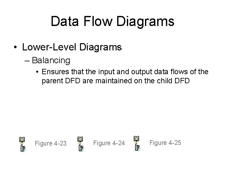 Data Flow Diagrams • Lower-Level Diagrams – Balancing • Ensures that the input and