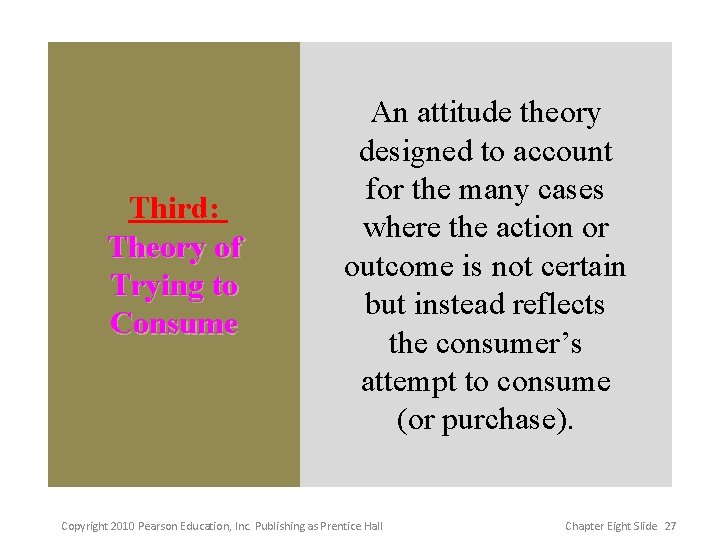 Third: Theory of Trying to Consume An attitude theory designed to account for the