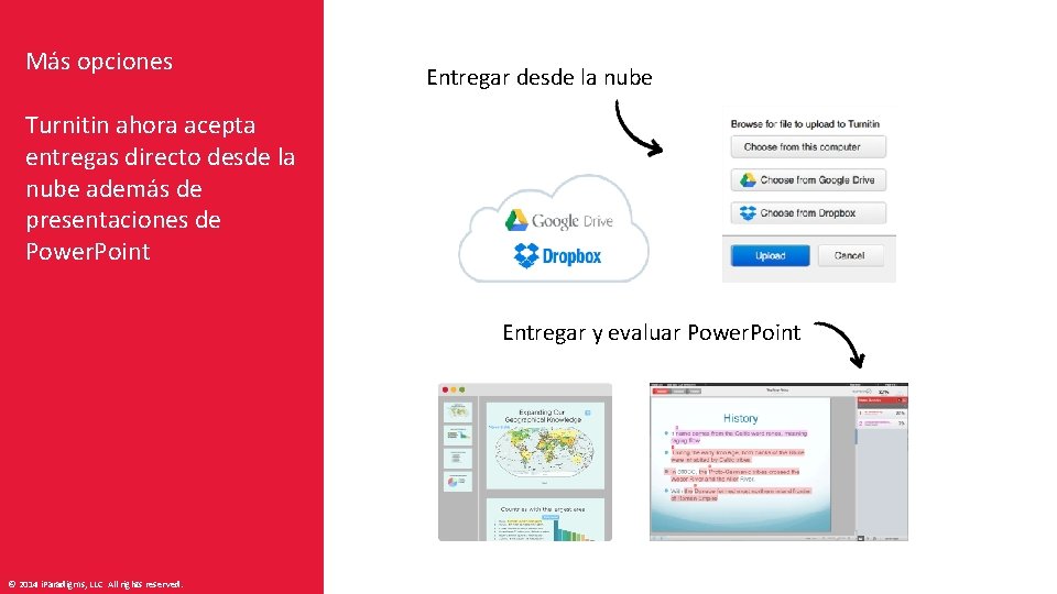 Más opciones Entregar desde la nube Turnitin ahora acepta entregas directo desde la nube