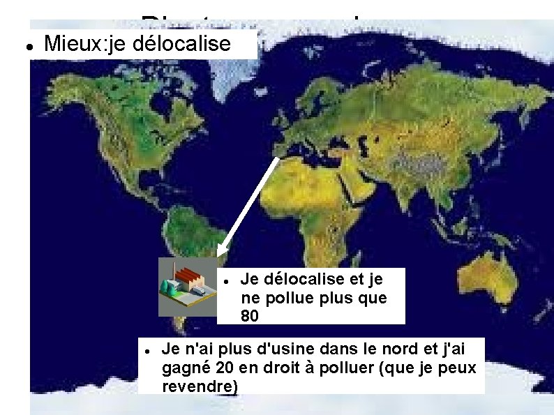  D'autres exemples. . . Mieux: je délocalise Je délocalise et je ne pollue