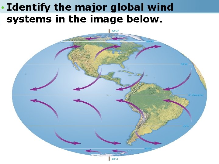  • Identify the major global wind systems in the image below. 