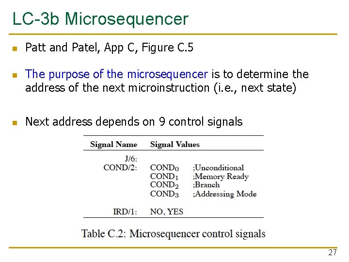 LC-3 b Microsequencer n n n Patt and Patel, App C, Figure C. 5