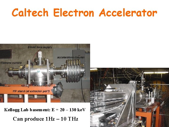 Caltech Electron Accelerator Kellogg Lab basement: E = 20 – 130 ke. V Can