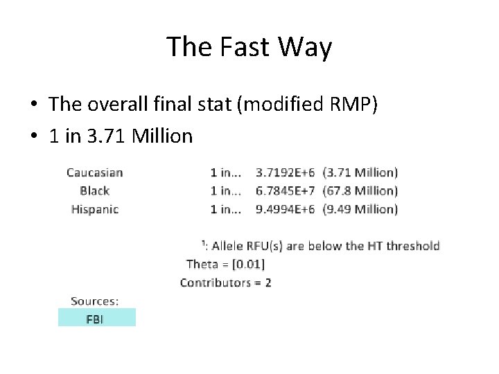 The Fast Way • The overall final stat (modified RMP) • 1 in 3.