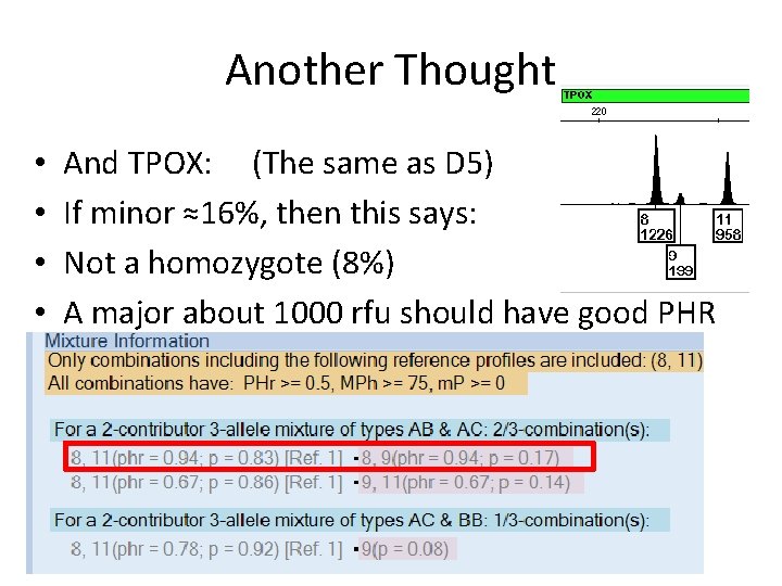 Another Thought • • And TPOX: (The same as D 5) If minor ≈16%,
