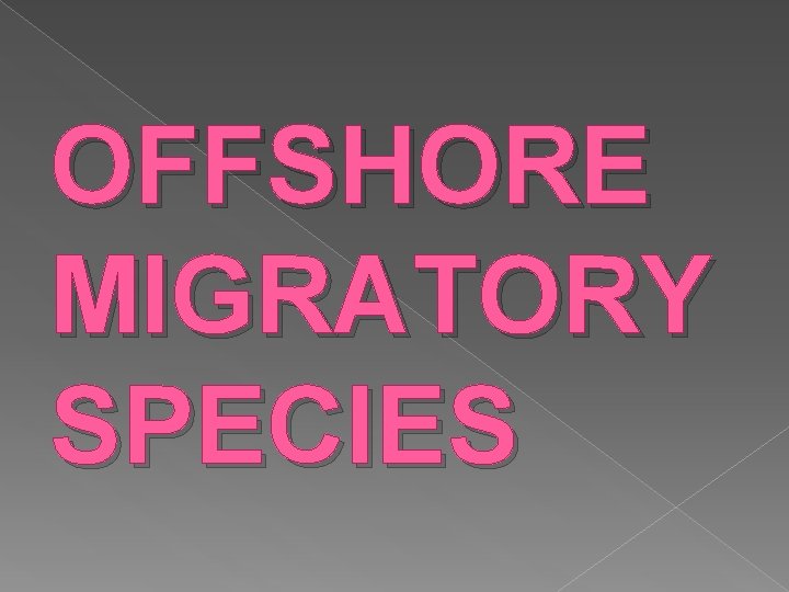 OFFSHORE MIGRATORY SPECIES 