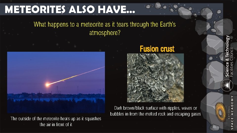 METEORITES ALSO HAVE… What happens to a meteorite as it tears through the Earth’s