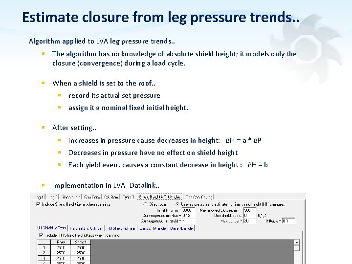 Estimate closure from leg pressure trends. . Algorithm applied to LVA leg pressure trends.