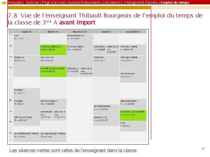 M 8 Annuaire | Services | Page d’accueil | Quotas| Evènements | Indicateurs |