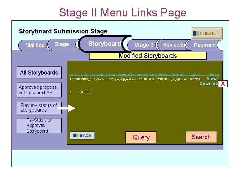 Stage II Menu Links Page Storyboard Submission Stage Mailbox Stage 1 Storyboard Stage 3