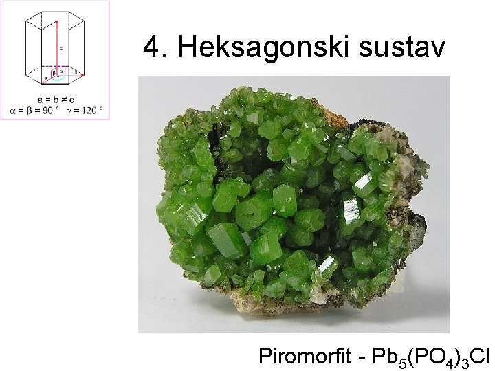 4. Heksagonski sustav Piromorfit - Pb 5(PO 4)3 Cl 
