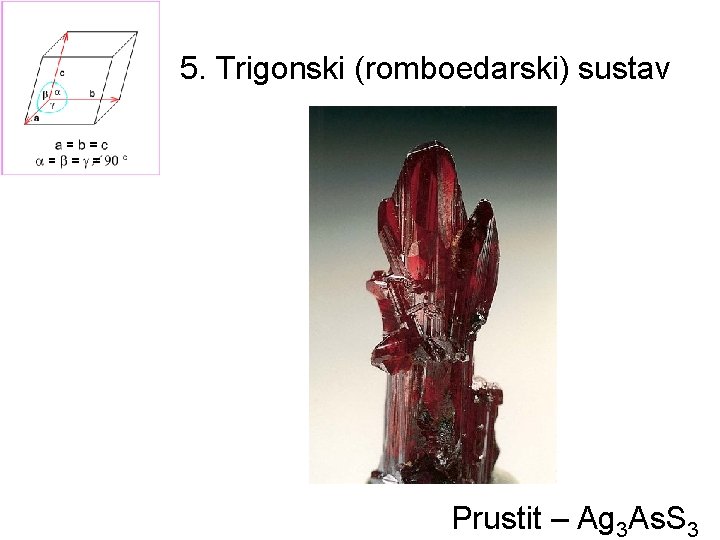 5. Trigonski (romboedarski) sustav Prustit – Ag 3 As. S 3 