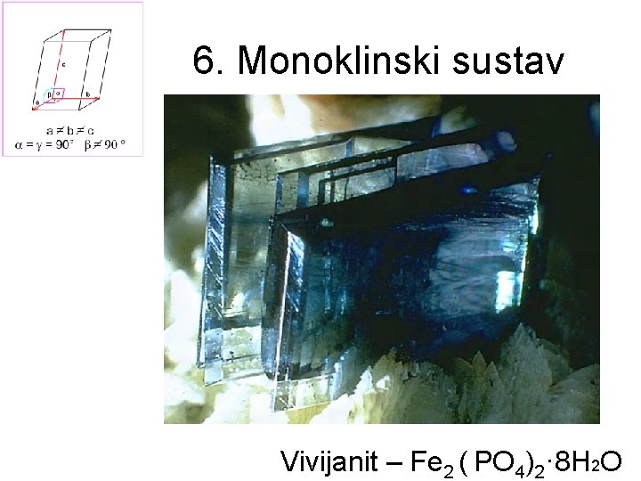 6. Monoklinski sustav Vivijanit – Fe 2 ( PO 4)2· 8 H 2 O