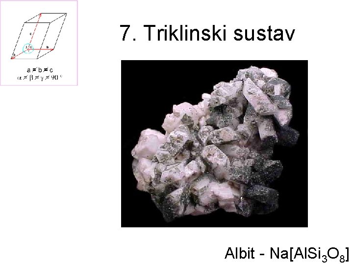7. Triklinski sustav Albit - Na[Al. Si 3 O 8] 