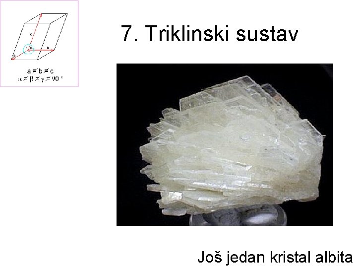 7. Triklinski sustav Još jedan kristal albita 