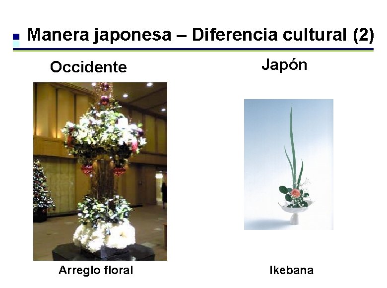 Manera japonesa – Diferencia cultural (2) Occidente Arreglo floral Japón Ikebana Manera japonesa – Diferencia cultural (2) Occidente Arreglo floral Japón Ikebana