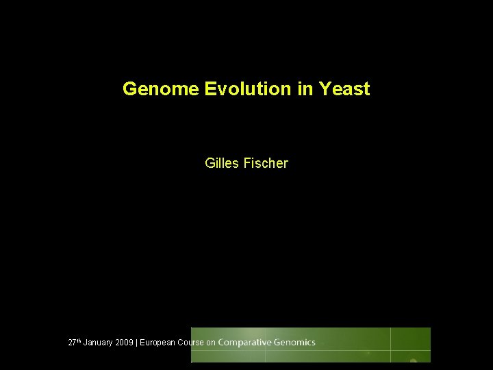 Genome Evolution in Yeast Gilles Fischer 27 th January 2009 | European Course on Genome Evolution in Yeast Gilles Fischer 27 th January 2009 | European Course on
