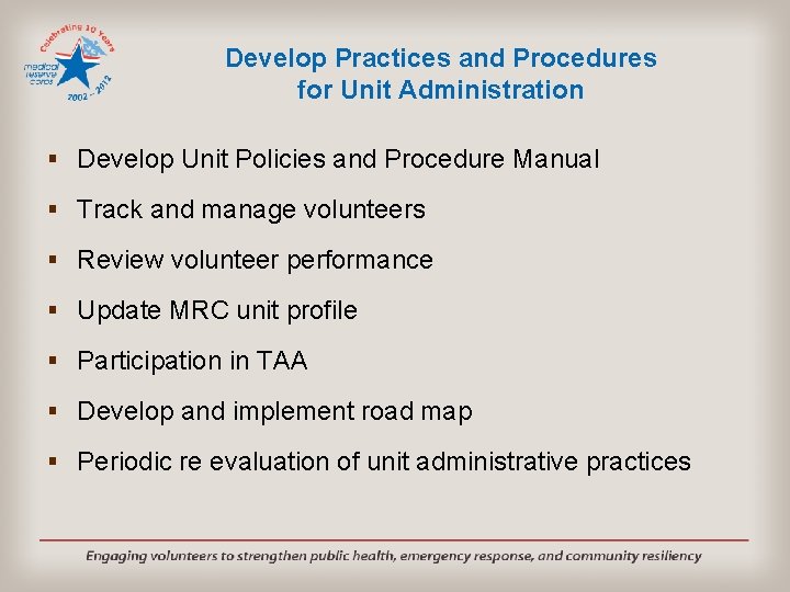 Develop Practices and Procedures for Unit Administration § Develop Unit Policies and Procedure Manual