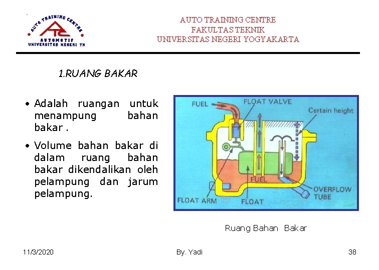 AUTO TRAINING CENTRE FAKULTAS TEKNIK UNIVERSITAS NEGERI YOGYAKARTA 1. RUANG BAKAR • Adalah ruangan