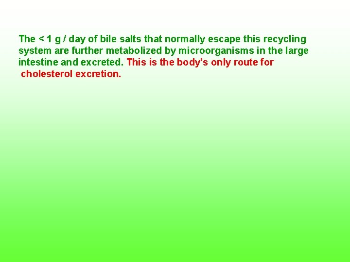 The < 1 g / day of bile salts that normally escape this recycling