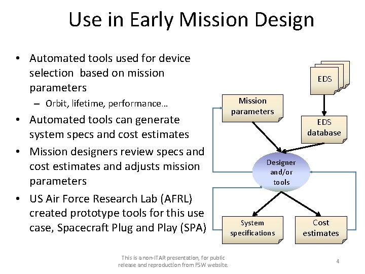 Use in Early Mission Design • Automated tools used for device selection based on