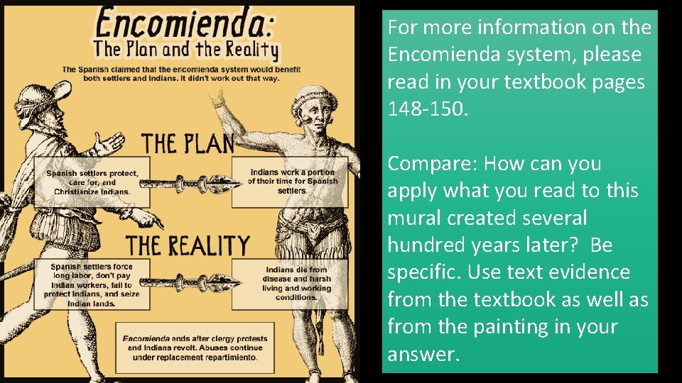 For more information on the Encomienda system, please read in your textbook pages 148