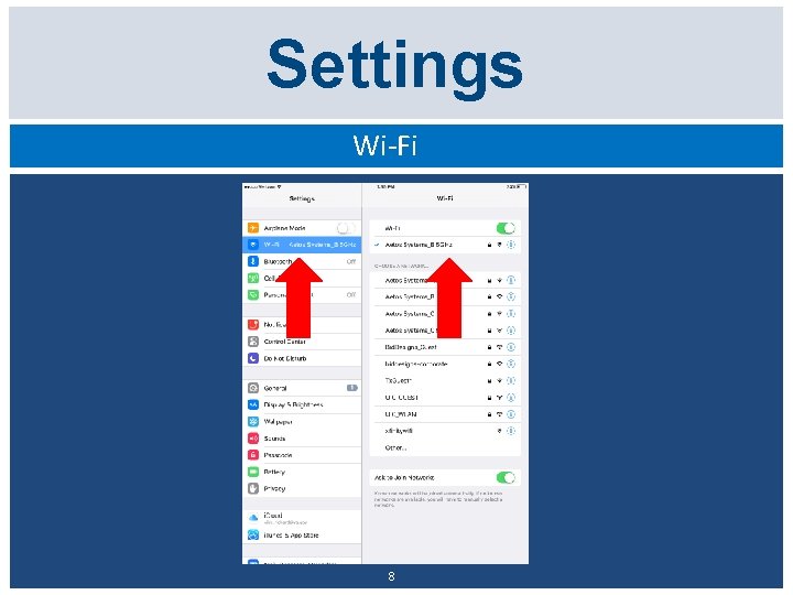 Settings Wi-Fi 8 