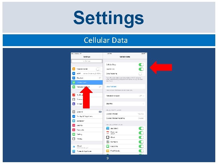 Settings Cellular Data 9 