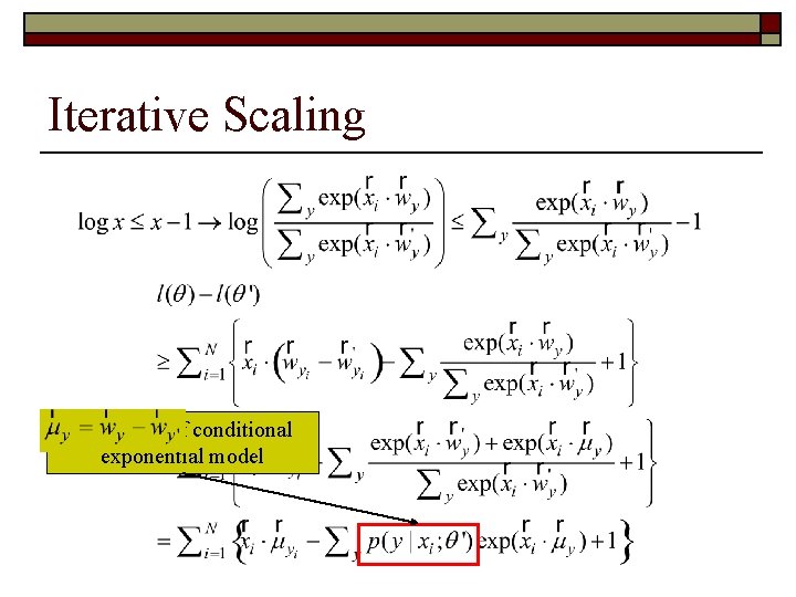 Iterative Scaling Definition of conditional exponential model 