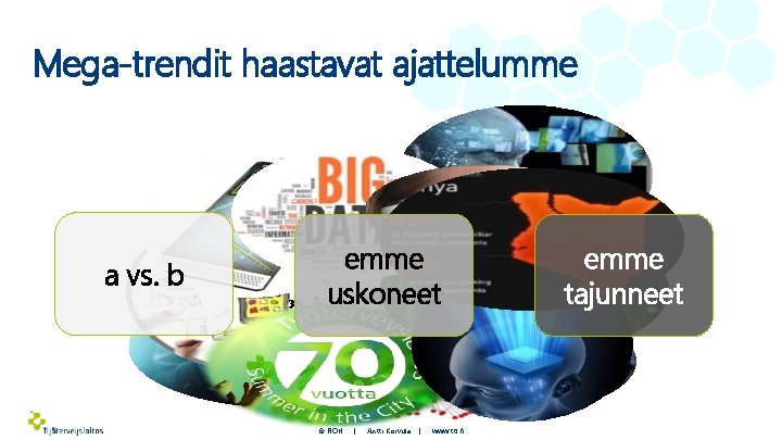 Mega-trendit haastavat ajattelumme 2. 2. a vs. b 3. emme uskoneet 3. © FIOH