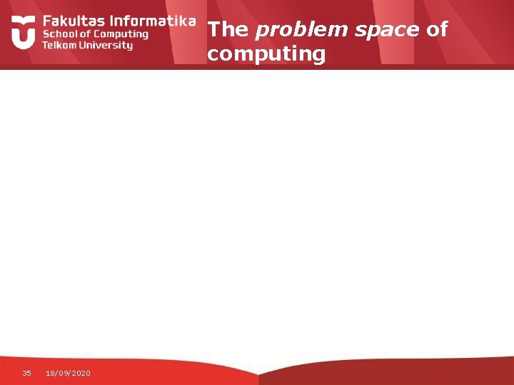 The problem space of computing 35 18/09/2020 