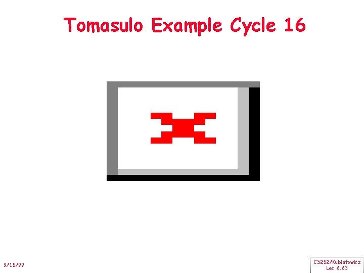 Tomasulo Example Cycle 16 9/15/99 CS 252/Kubiatowicz Lec 6. 63 