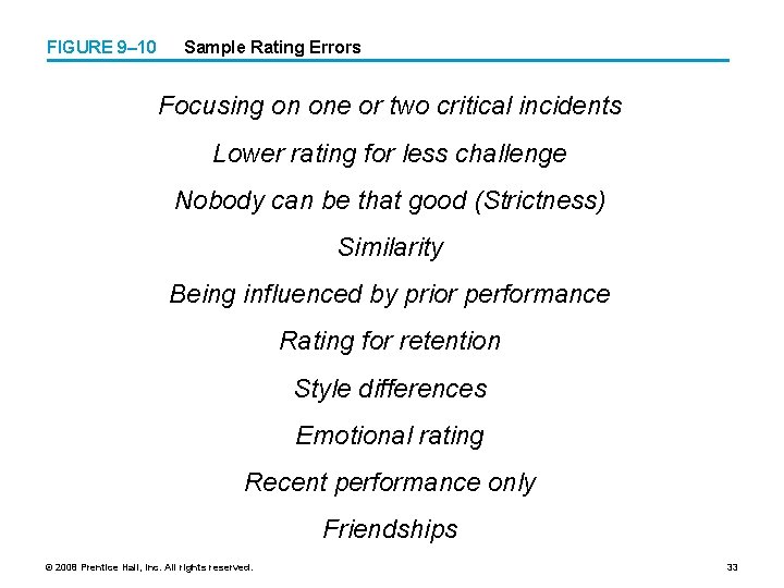 FIGURE 9– 10 Sample Rating Errors Focusing on one or two critical incidents Lower