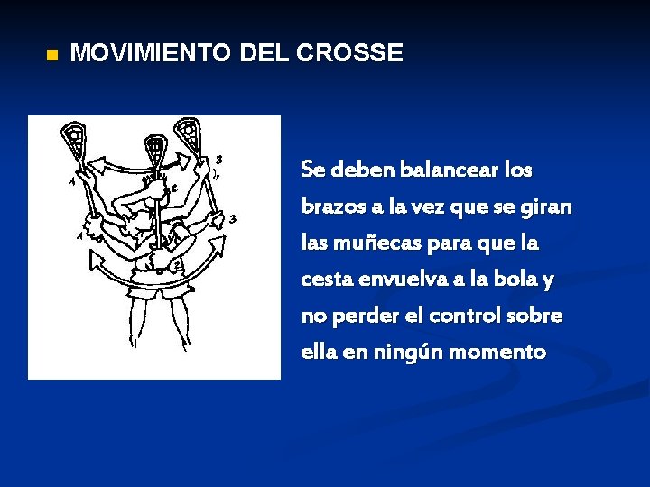 n MOVIMIENTO DEL CROSSE Se deben balancear los brazos a la vez que se