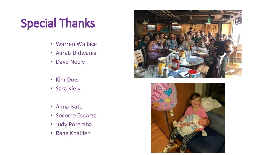 Special Thanks • Warren Wallace • Aarati Didwania • Dave Neely • Kim Dow