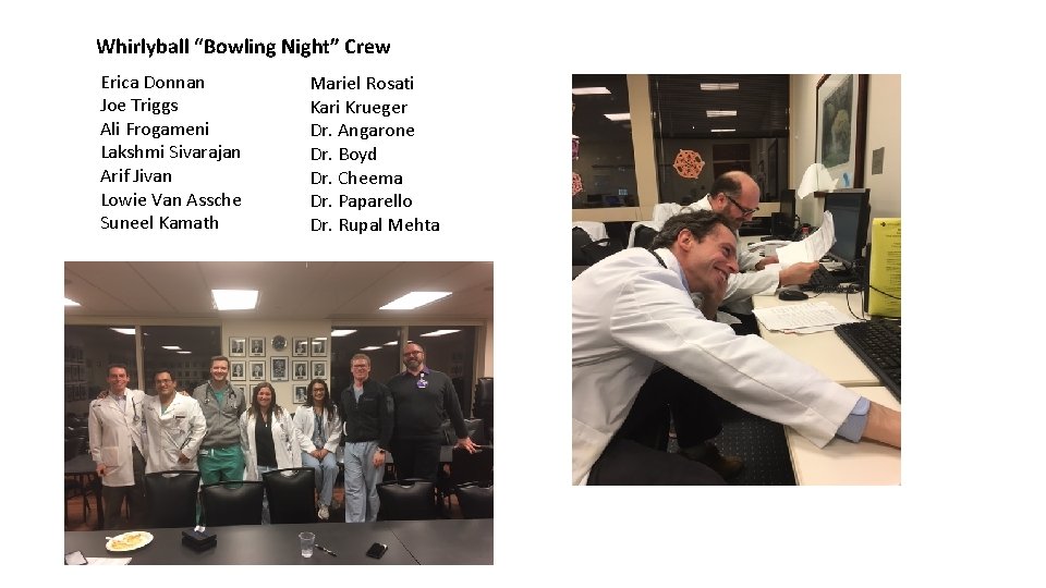 Whirlyball “Bowling Night” Crew Erica Donnan Joe Triggs Ali Frogameni Lakshmi Sivarajan Arif Jivan