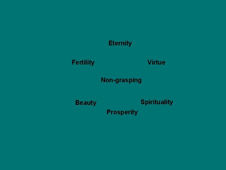  Eternity Fertility Virtue Non-grasping Beauty Spirituality Prosperity 