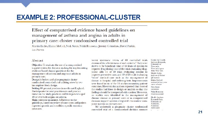 EXAMPLE 2: PROFESSIONAL-CLUSTER 21 