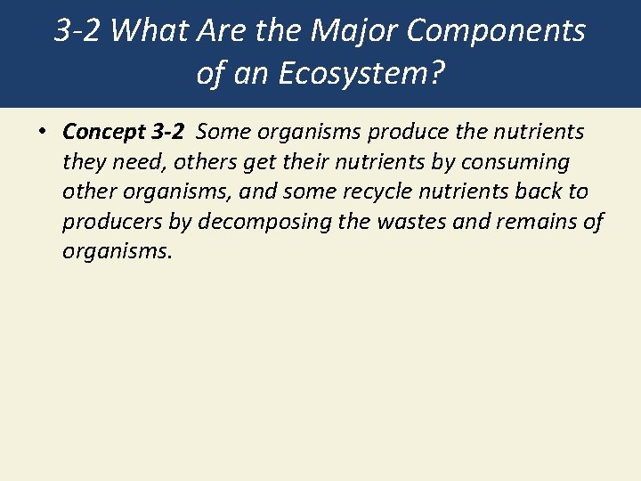 3 -2 What Are the Major Components of an Ecosystem? • Concept 3 -2