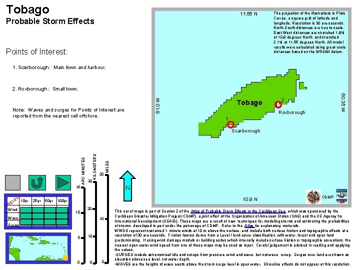 Tobago 11. 55 N Probable Storm Effects Points of Interest: The projection of the